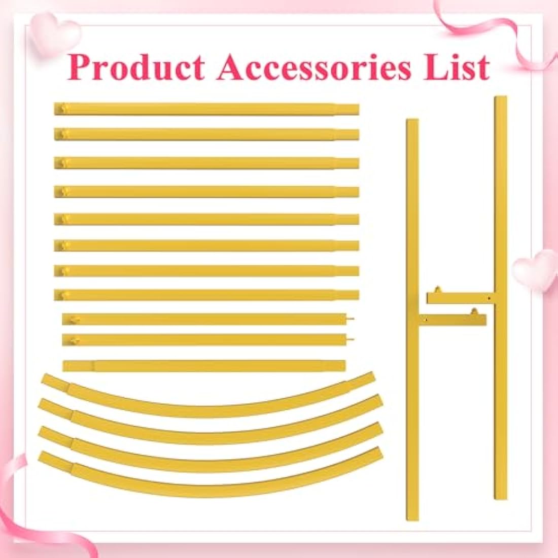Wokceer 6.6ft Gold Metal Wedding Arch Backdrop Stand for Party Events