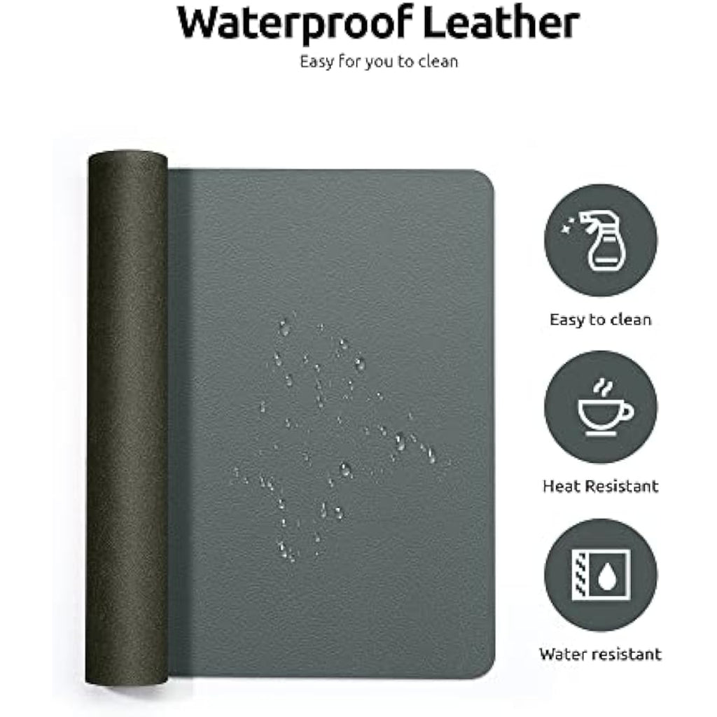 YSAGi Large Leather Desk Mat | Non-Slip PU Leather Mouse Pad, Dark Green
