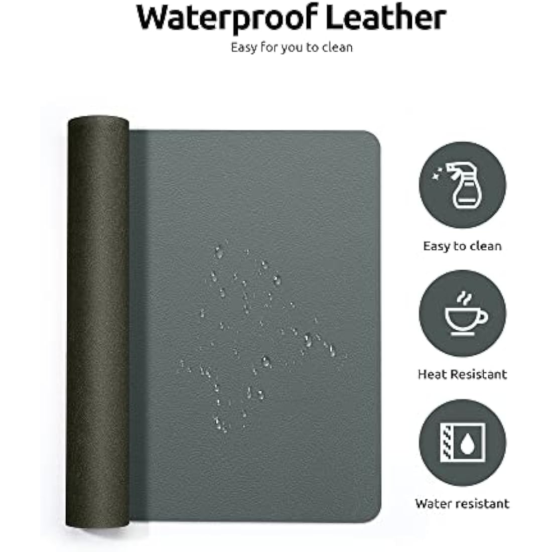 YSAGi Large Leather Desk Mat | Non-Slip PU Leather Mouse Pad, Dark Green