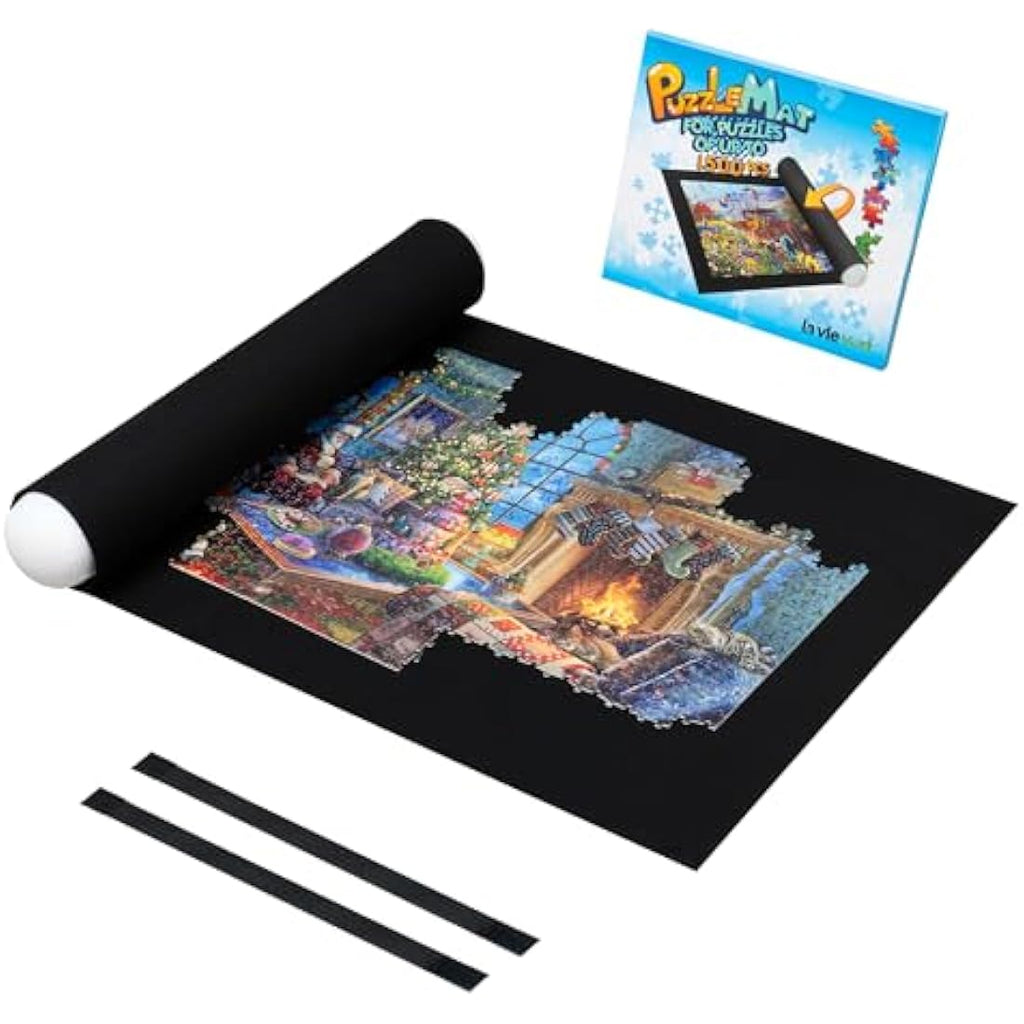 Lavievert Jigsaw Puzzle Roll Mat | 1500 Piece Storage Saver | Black Felt