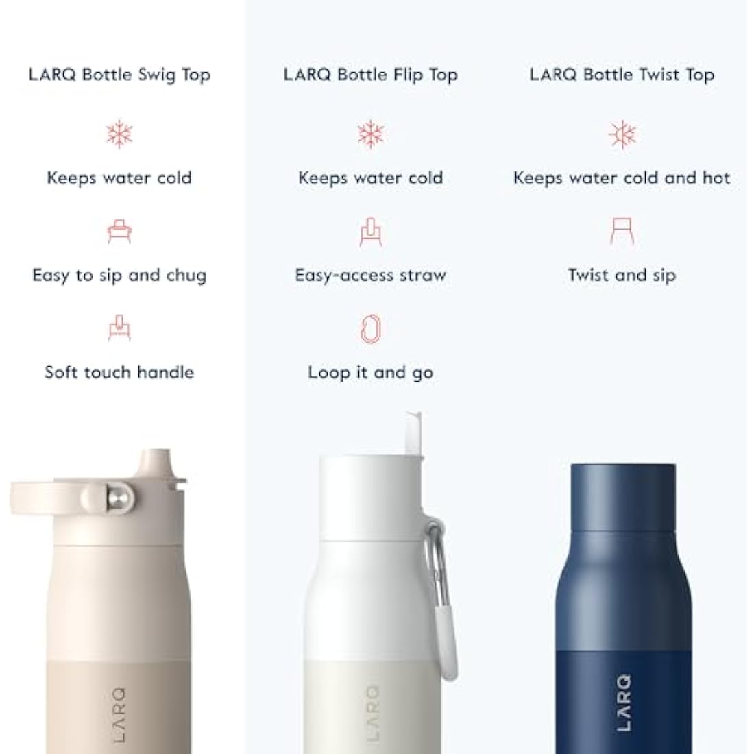 LARQ Swig Top 23oz Insulated Stainless Steel Water Bottle | Mojave Dune