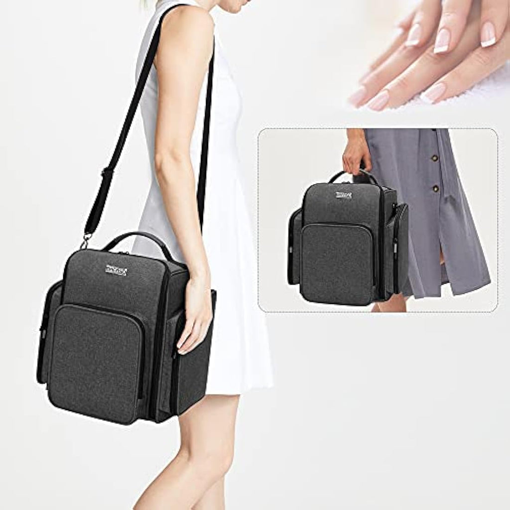 BAFASO Nail Polish Organiser Case - Holds 72 Bottles - Black Nylon Bag