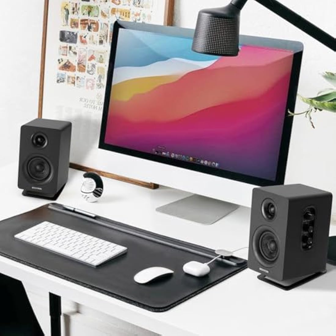Sanyun SW601 15° Tilted Metal Desktop Speaker Stands - Black (Pair)