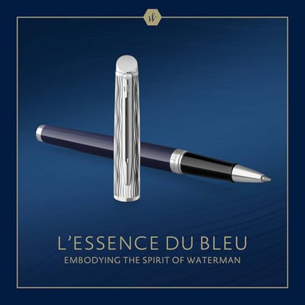 Waterman Hémisphère Rollerball Pen – Metal & Blue Lacquer with Gift Box
