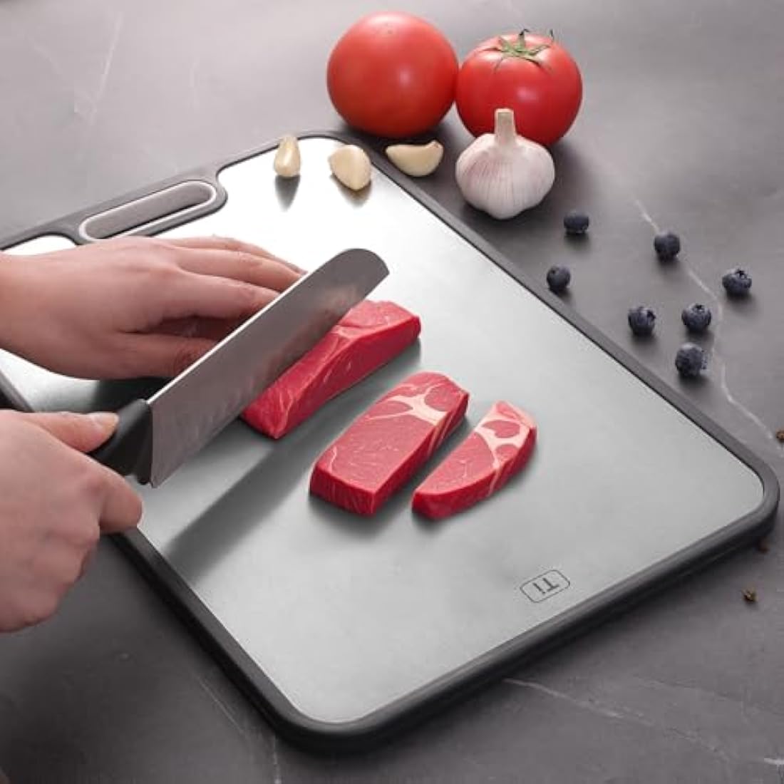 Jolof Store Double-Sided Titanium Cutting Board with Juice Grooves
