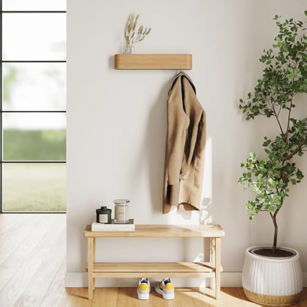 Kazai Toke Wall-Mounted Coat Rack – Oak Wood Veneer with 5 Hooks
