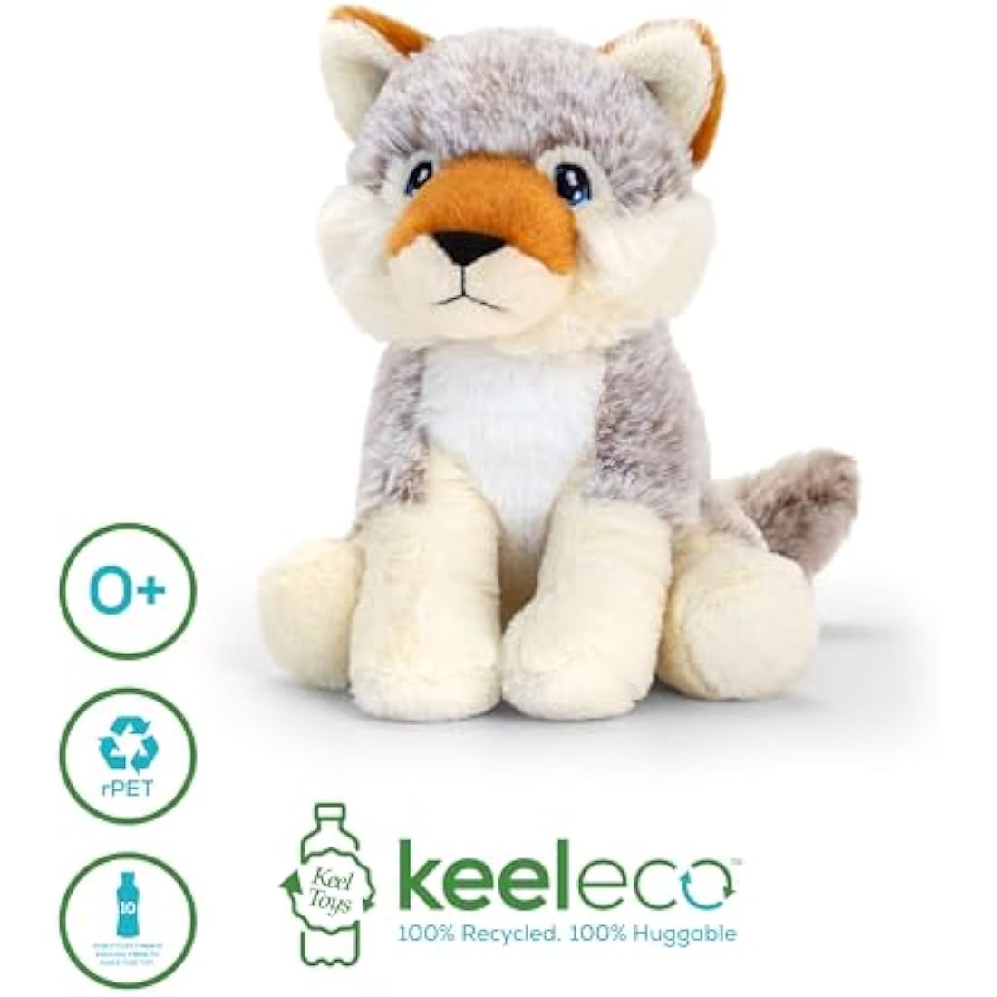 Wolf Plush Toy – 100% Recycled Eco-Friendly Soft Cuddly Toy