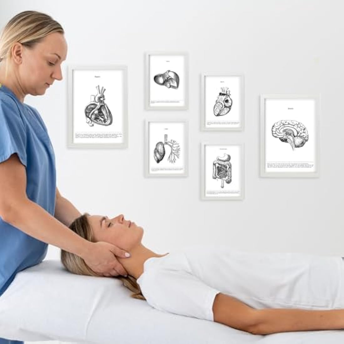 Nacnic Set of 6 Anatomical Internal Organ Posters | A3/A4 White Frame