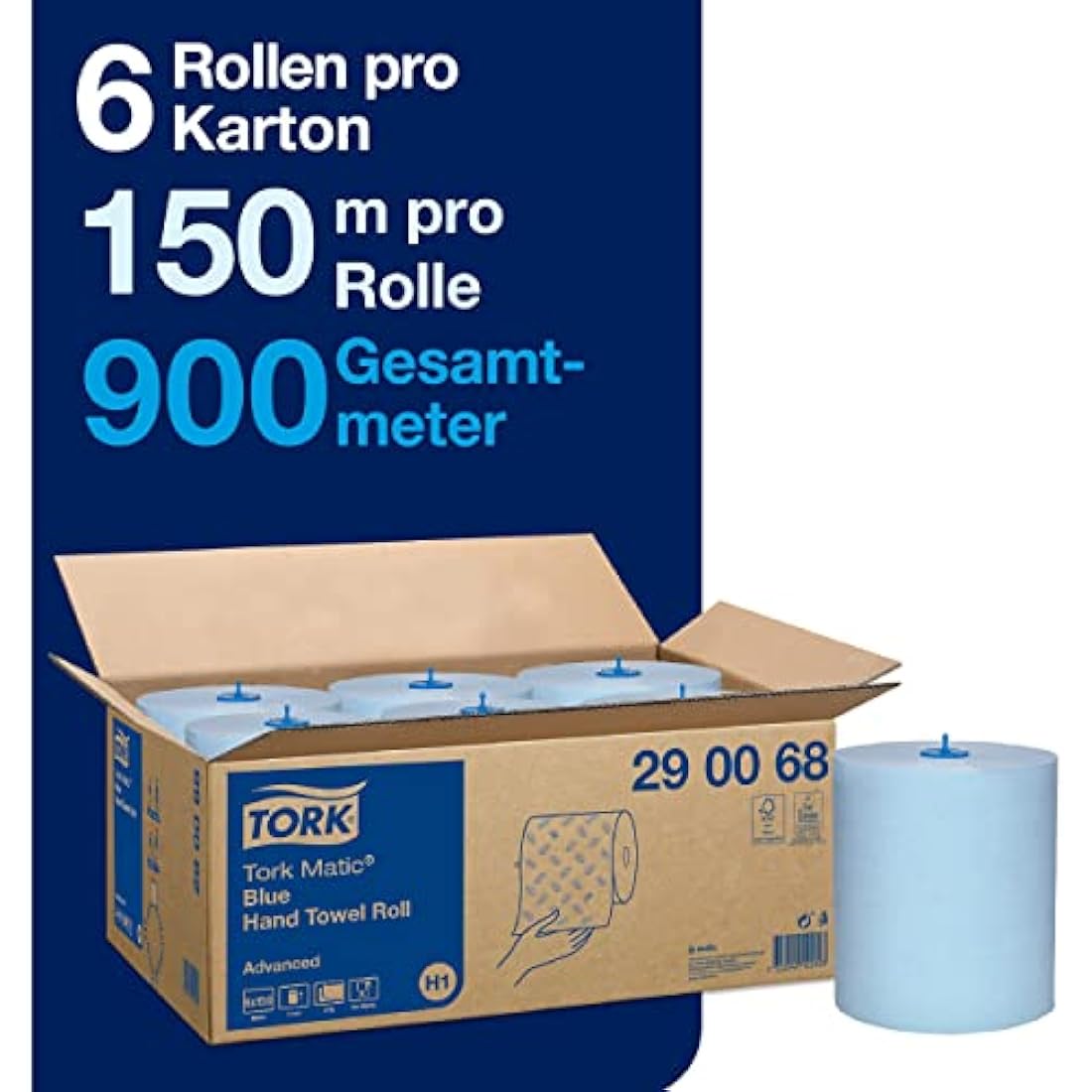 Tork Matic Blue Paper Hand Towels | H1 Advanced 2-Ply, 6 x 150m