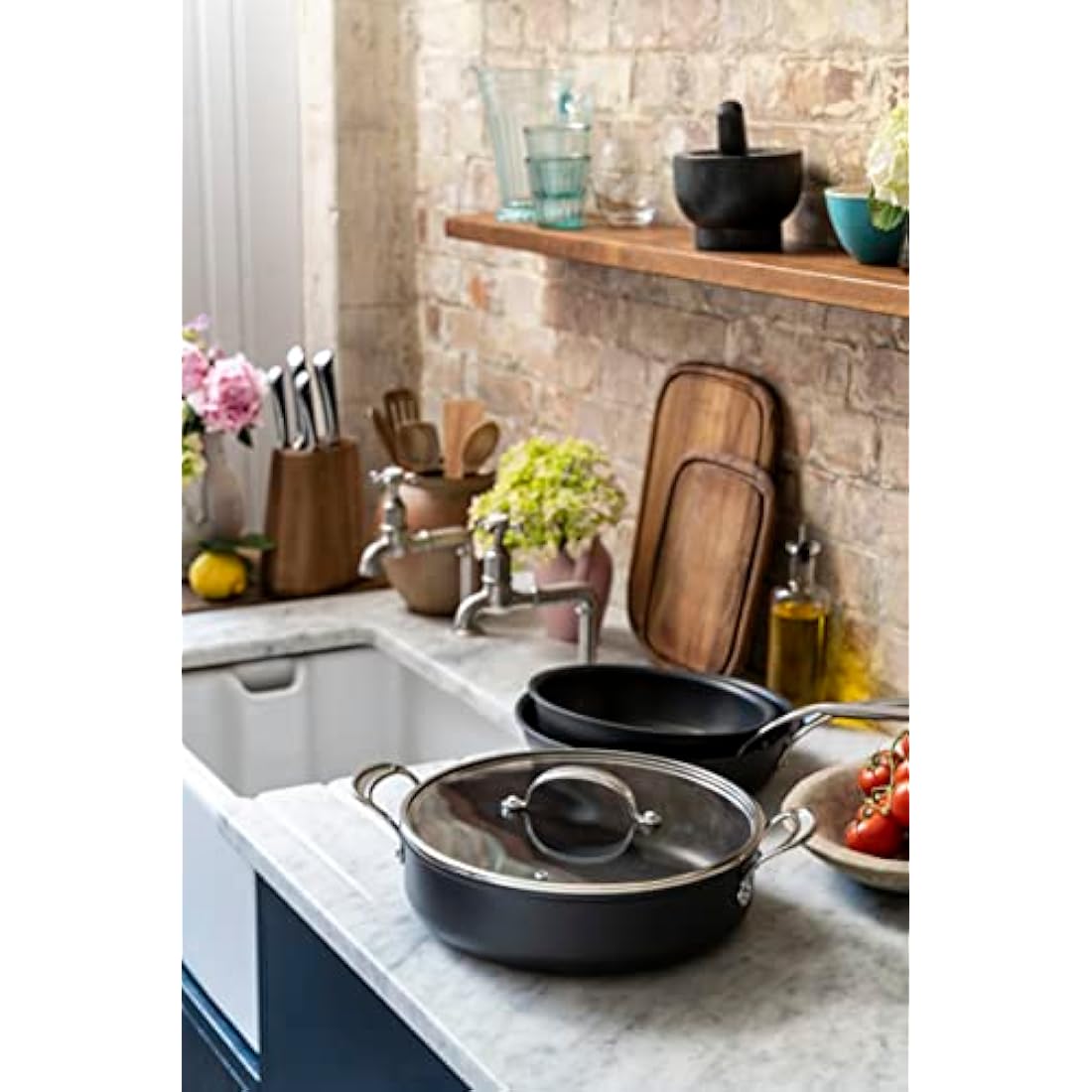 Tefal Jamie Oliver Hard Anodized Non-Stick Shallow Pot, 30cm, 5.4L