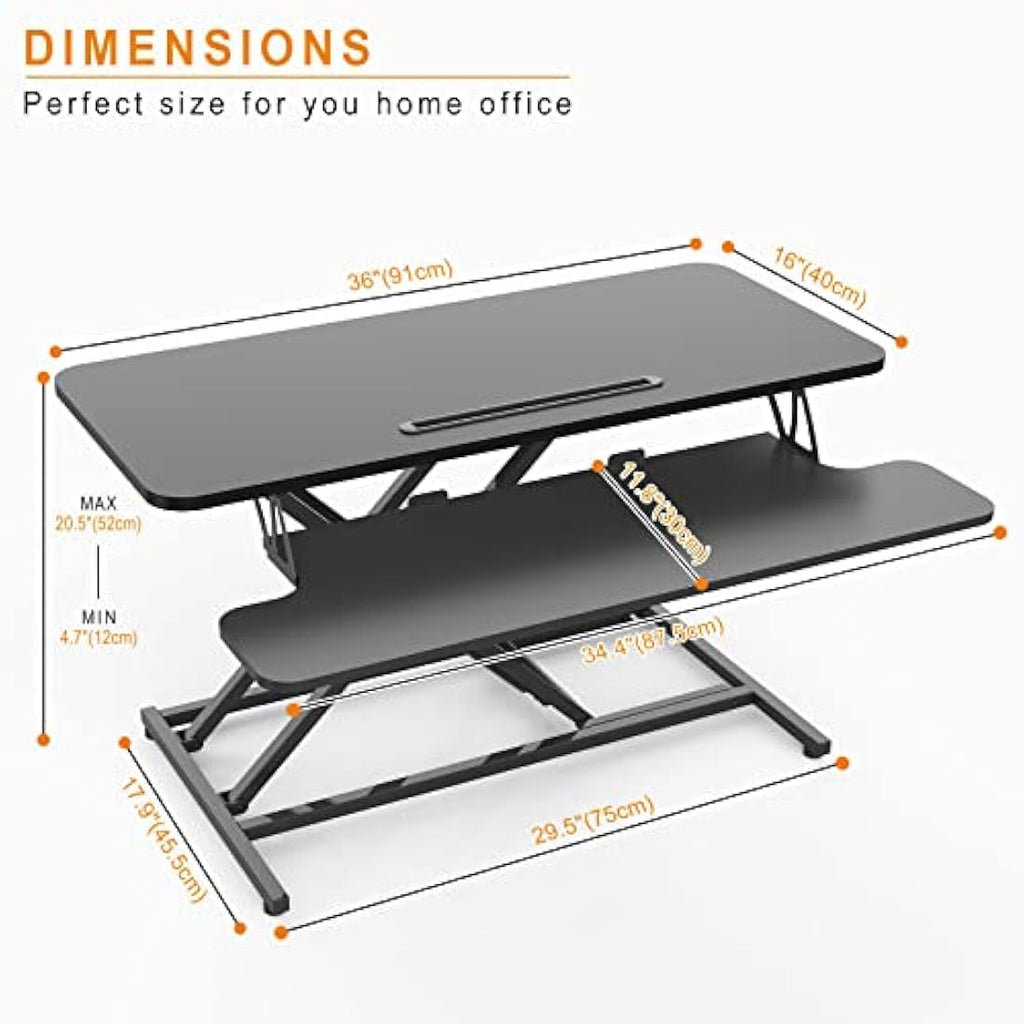 ERGOMAKER 36" Standing Desk Converter | Height Adjustable Dual Monitor Riser