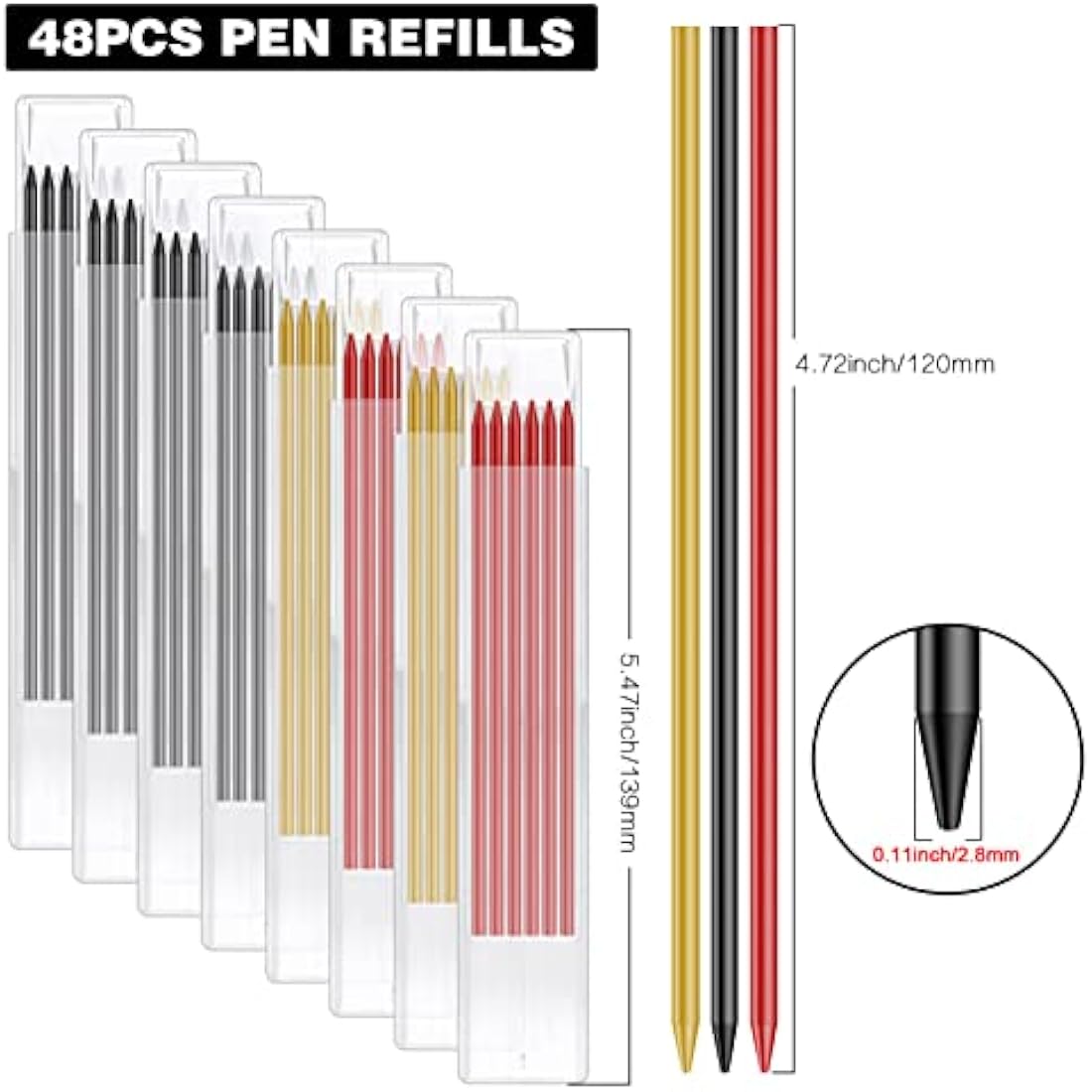 48Pcs Carpenter Pencil Refills – 2.8mm Waterproof Leads