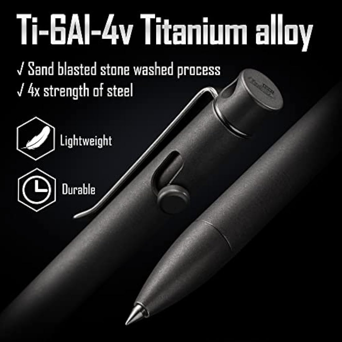 KeyUnity KP01 Titanium EDC Ballpoint Pen | Retractable Pocket Pen