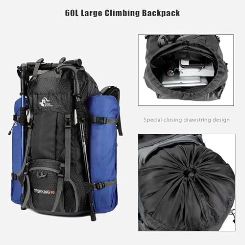 Jolof Store 60L Waterproof Hiking Backpack – Lightweight Camping Rucksack