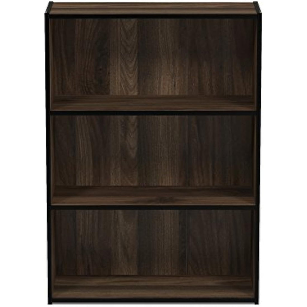 Furinno Pasir 3-Tier Open Shelf Bookcase – Columbia Walnut Wood
