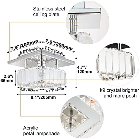 Jolof Store Square Crystal LED Ceiling Lamp – Modern Hallway Chandelier