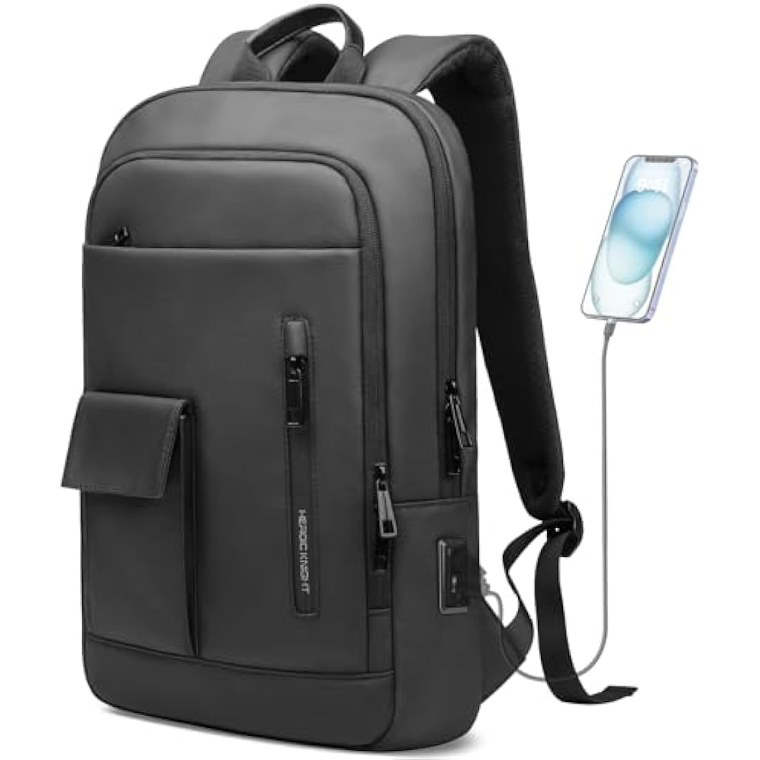 Heroic Knight 15.6" Laptop Backpack | Anti-Theft USB Travel Bag - Black