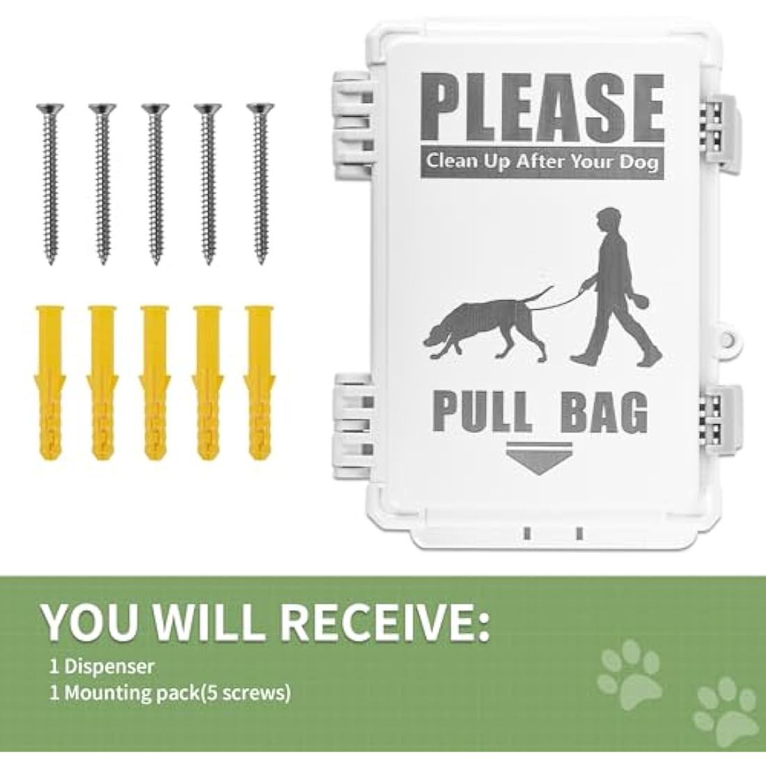 Waterproof Dog Poop Bag Dispenser – Wall Mounted Outdoor ABS
