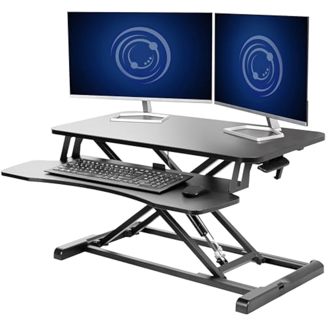 VIVO Standing Desk Converter | Height Adjustable Dual Monitor Riser - Black