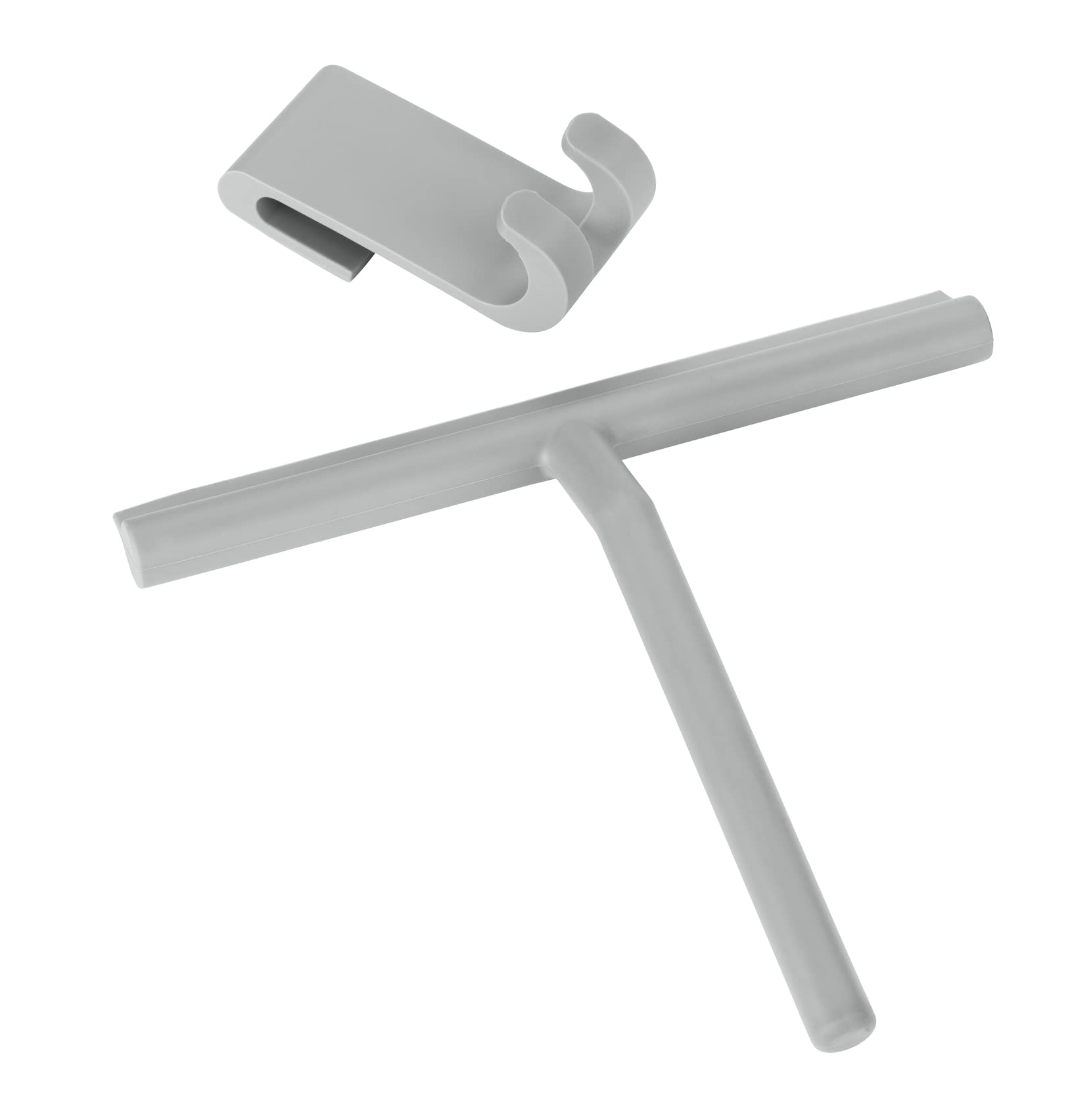 WENKO Mola Bathroom Squeegee – Grey Stainless Steel Shower Glass Wiper