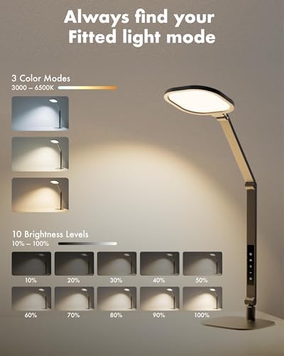 LitONES LED Desk Lamp | Dimmable Swing Arm Task Light with Metal Base