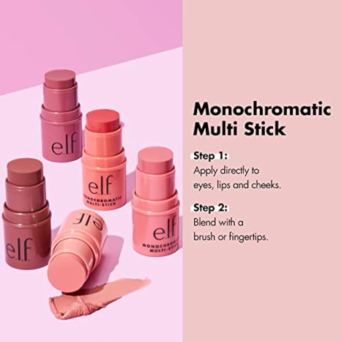 e.l.f. Monochromatic Multi Stick – Cream Blush & Eyeshadow, Sparkling Rose