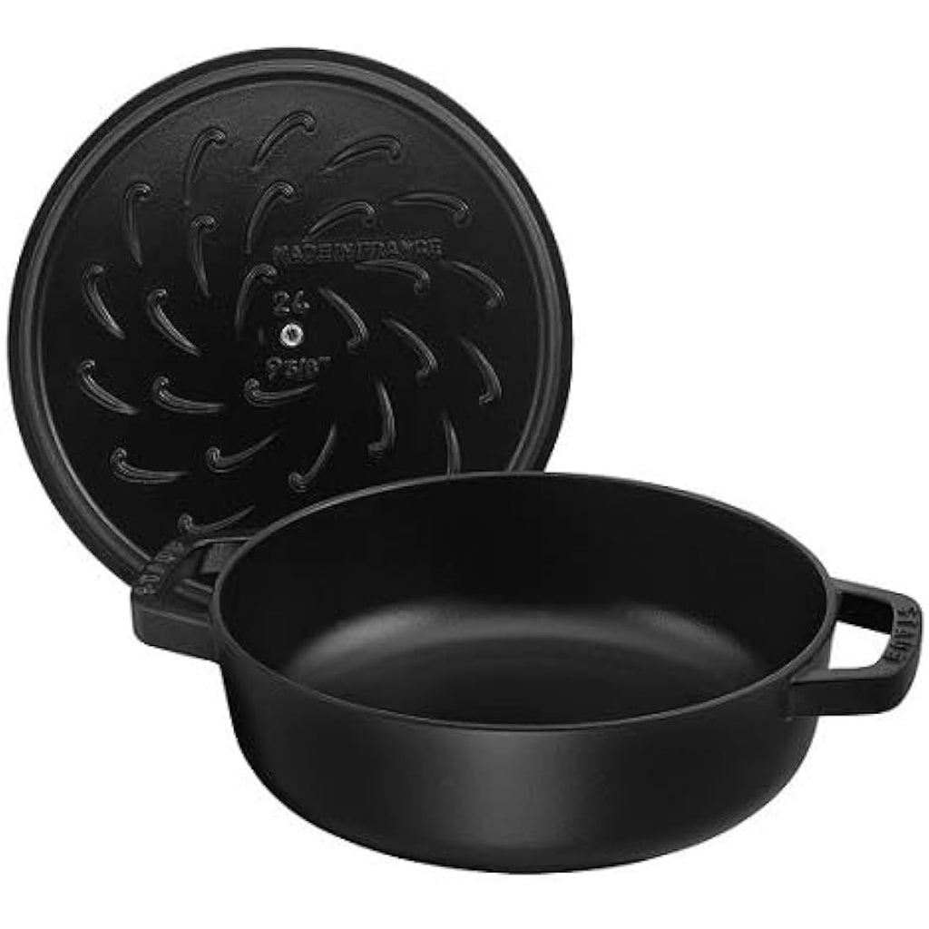 STAUB Cast Iron Sauté Pan with Chistera Lid - Black, 28 cm, 3.7 L