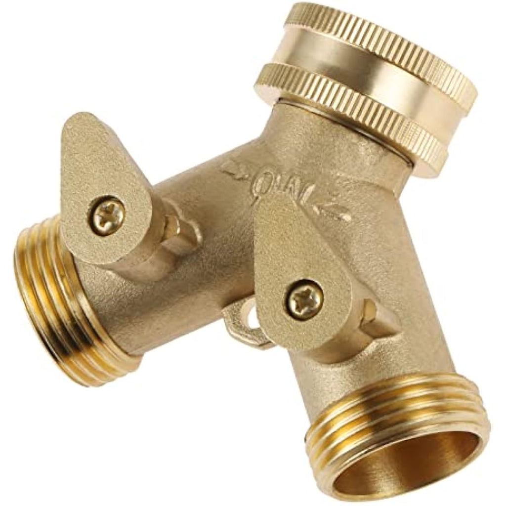 DRELD 3/4" Brass Garden Hose Splitter | 2-Way Tap Manifold Connector