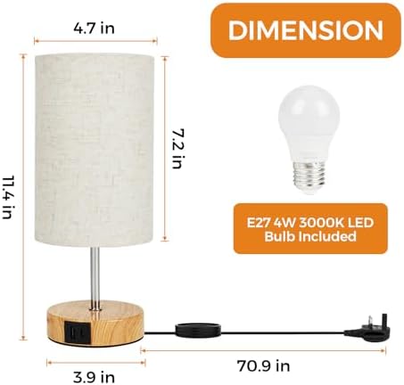Suright Touch Bedside Lamps Set of 2 | 3-Way Dimmable with USB A+C