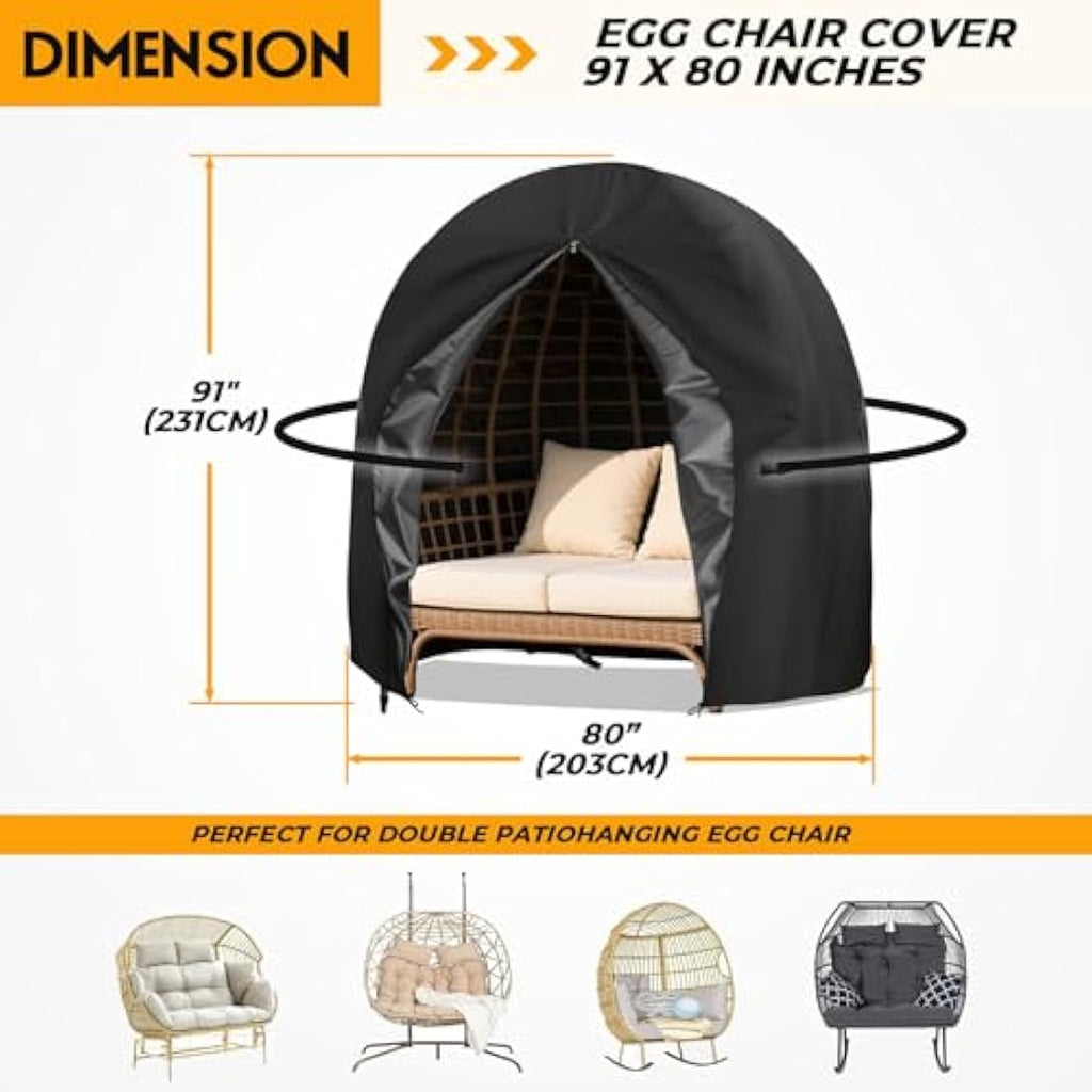 Jolof Store Double Egg Chair Cover | 420D Waterproof Oxford Fabric | 230x200cm