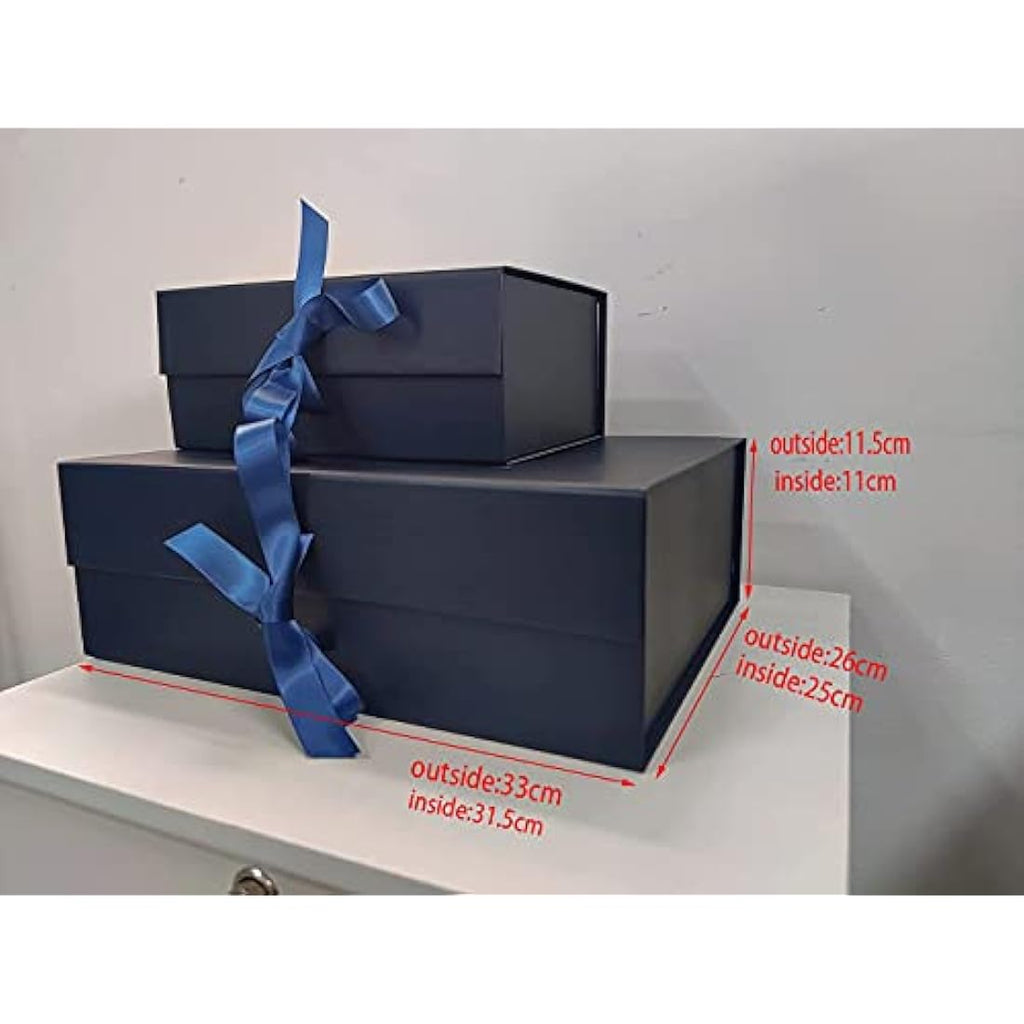 Jolof Store Blue Magnetic Gift Box with Ribbon – Large 33x26x11cm