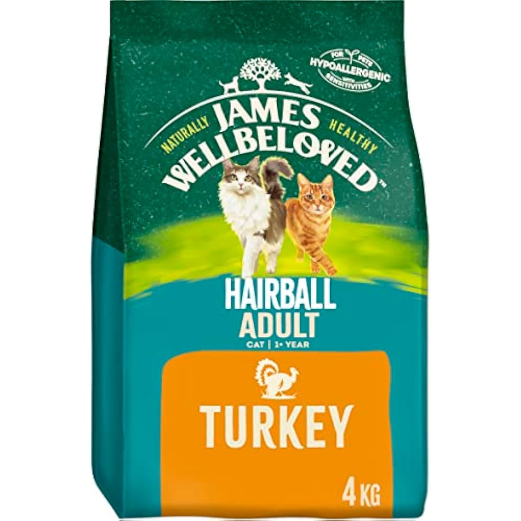 James Wellbeloved Hairball Control Turkey Dry Cat Food - 4kg Bag