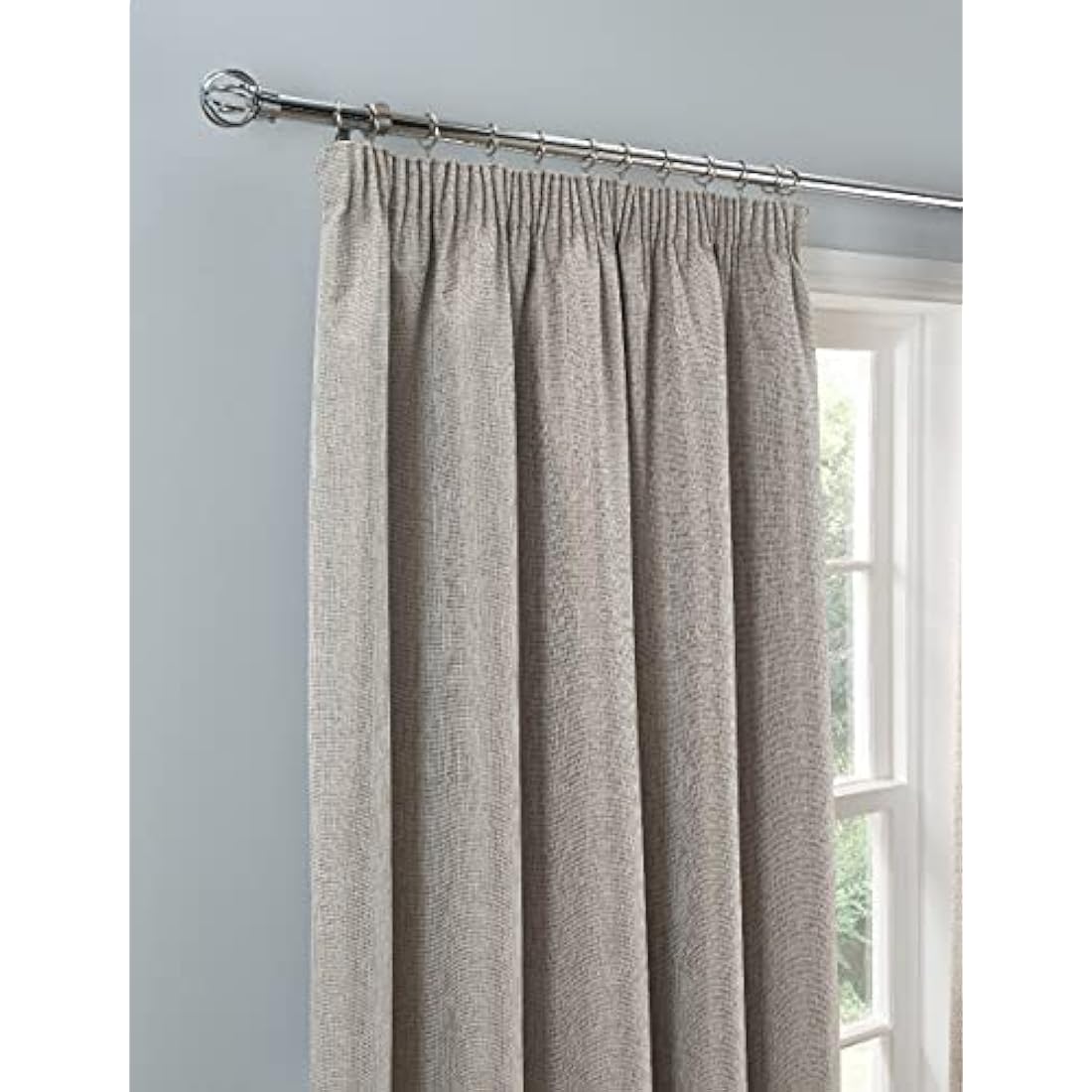 Sleepdown Blackout Pencil Pleat Curtains – Thermal Rib Weave Natural