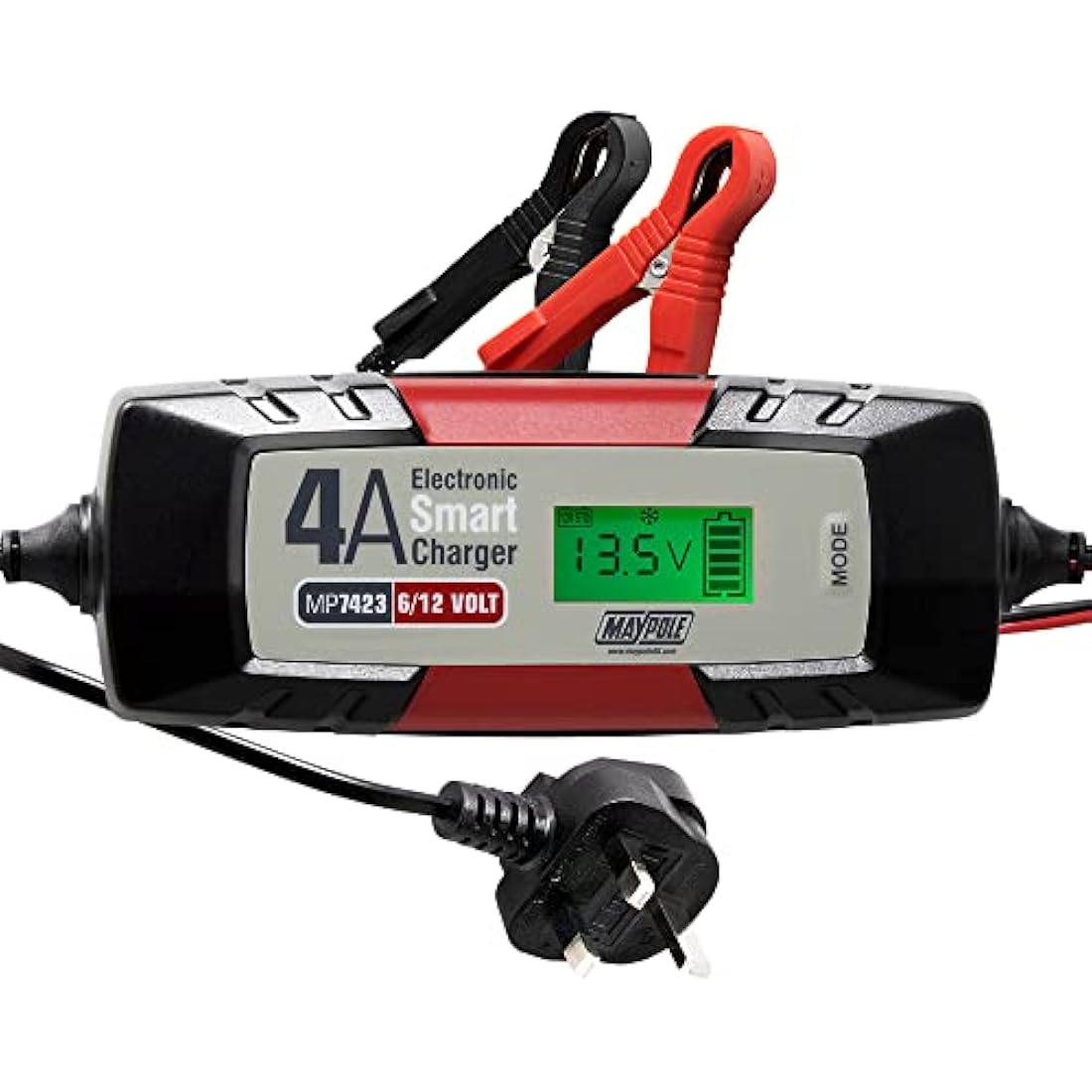 Maypole 6V/12V Smart Car Battery Charger – 4A Dual Voltage AGM & Lead Acid