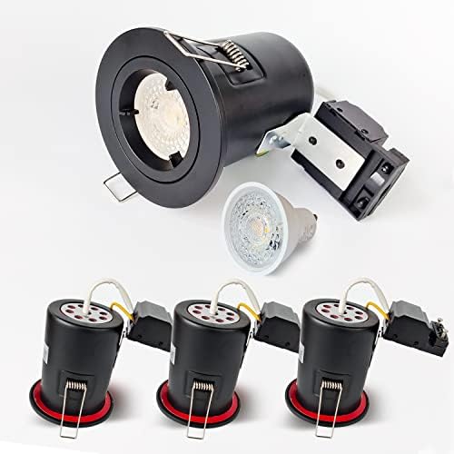 Fire Rated Recessed LED Downlight - Black 3000K 5W (4 Pack)
