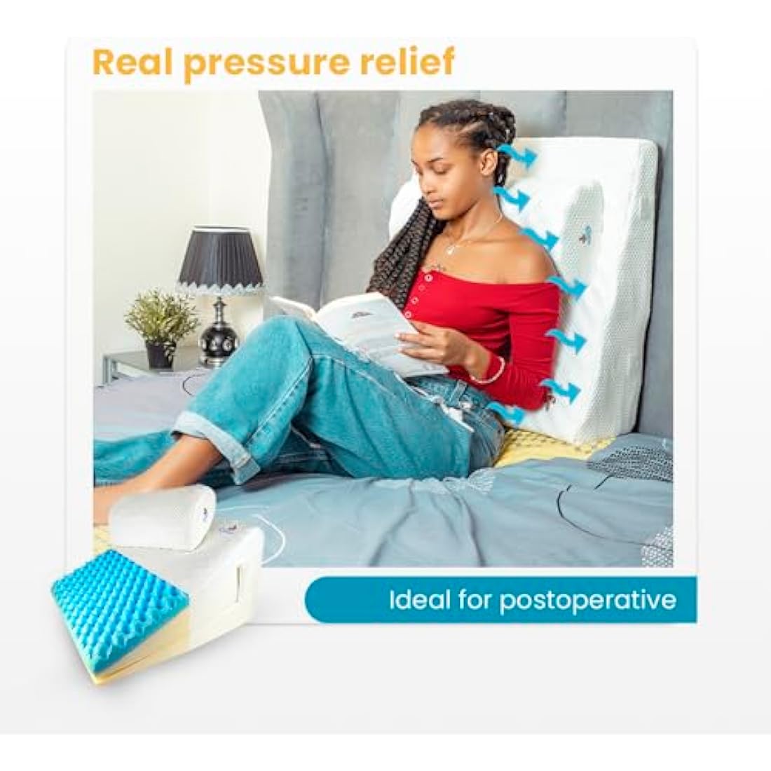 Ritalia Wedge Cushion – Memory Foam Anti-Reflux Pillow for Bed