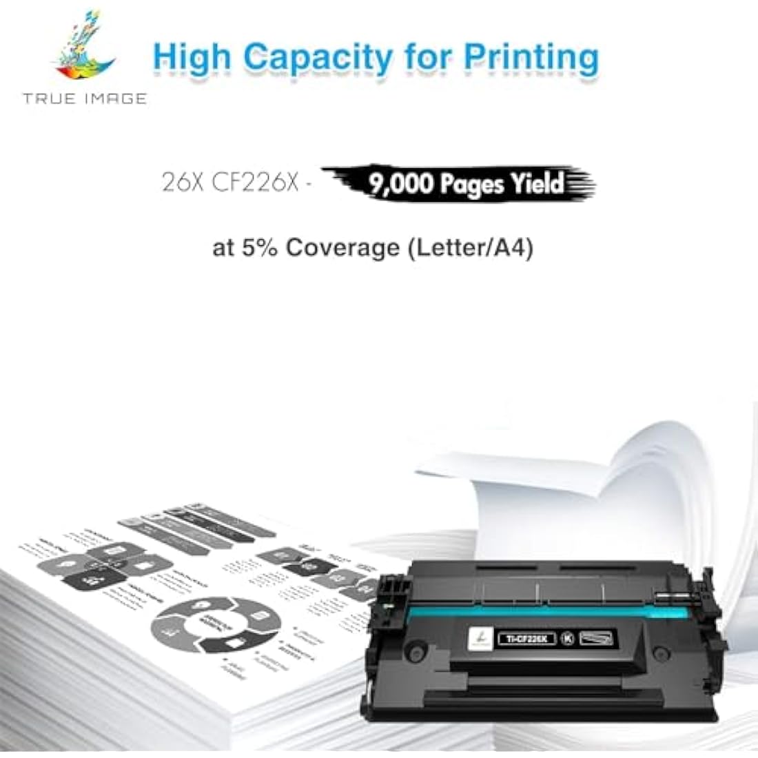 True Image HP 26X CF226X Compatible High-Yield Black Toner, 2-Pack