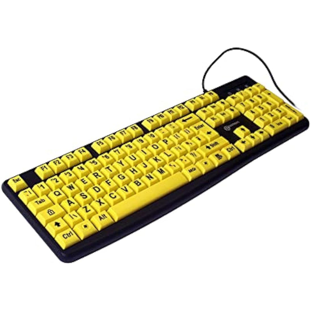 Geemarc High Contrast Large Print Keyboard – Yellow Keys for Low Vision