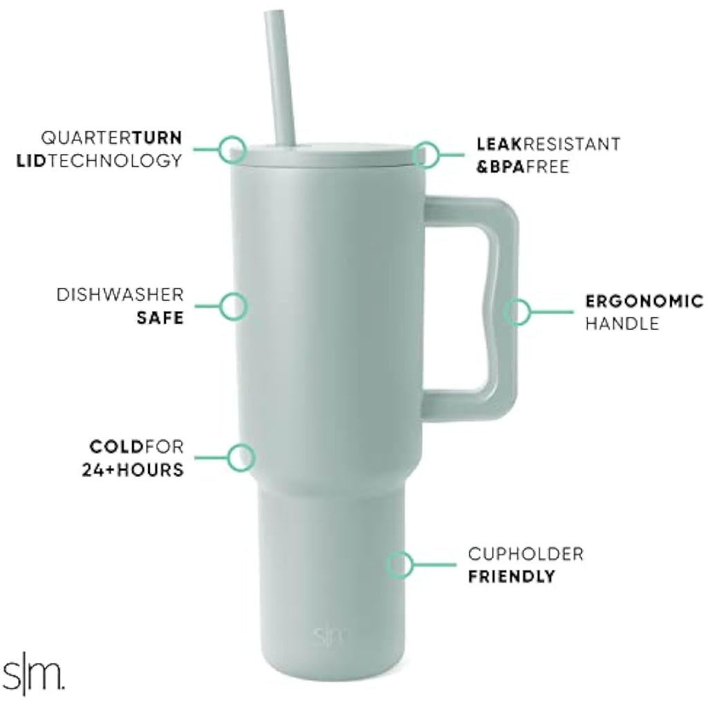 Simple Modern 40 oz Trek Tumbler – Insulated Stainless Steel – Sea Glass