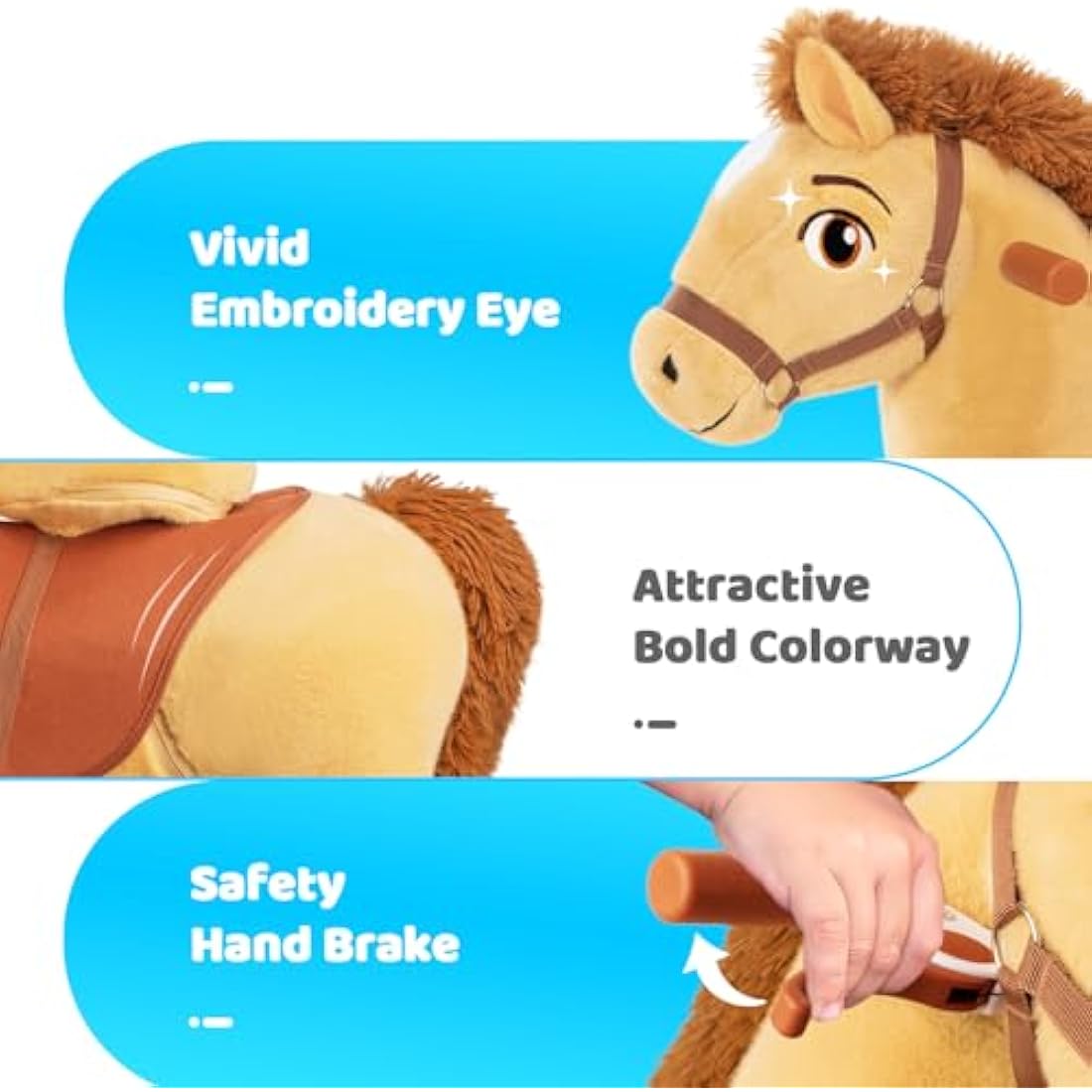 PonyCycle Essential Model E Ride-on Horse with Brake - Light Brown
