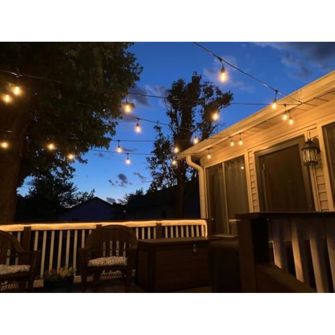 Spacelumen 49FT Outdoor String Lights | 16 S14 LED Bulbs | IP65 Waterproof