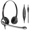 Wantek Binaural Cell Phone Headset with Noise Canceling Mic - 3.5mm