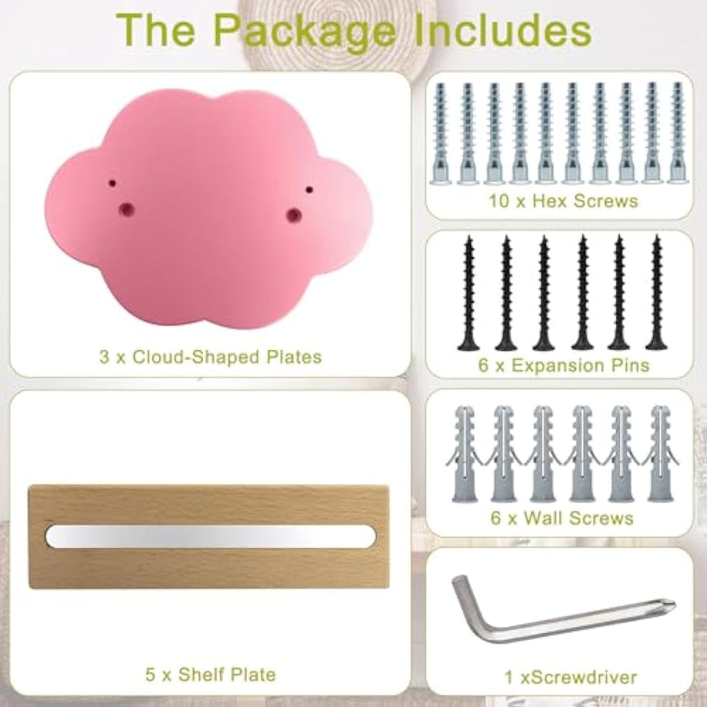 Cloud Tonie Shelf - Magnetic Wooden Storage for 35 Figures, Pink