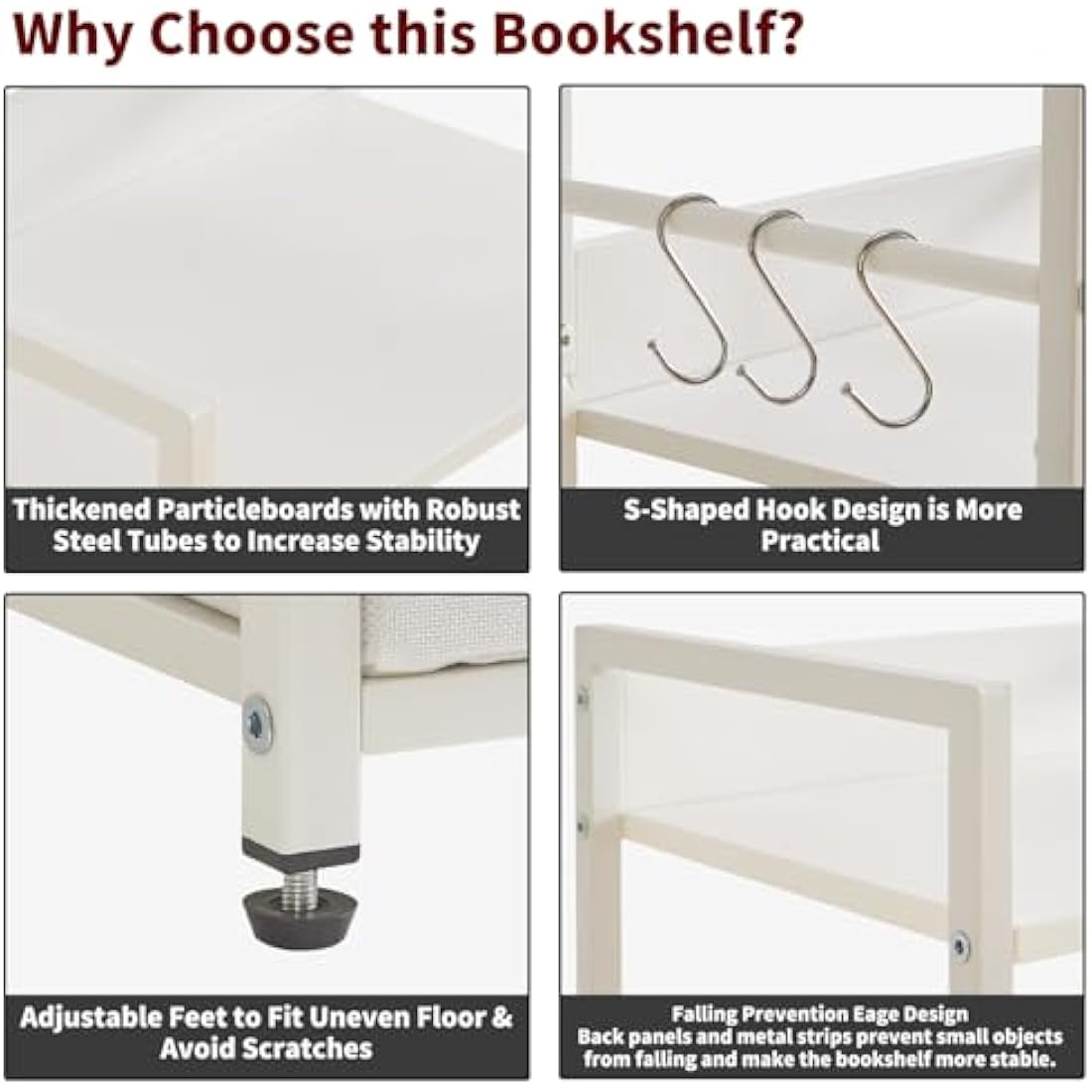 Aibiju 5-Tier Ladder Bookshelf with Drawer | White Steel Frame Plant Stand