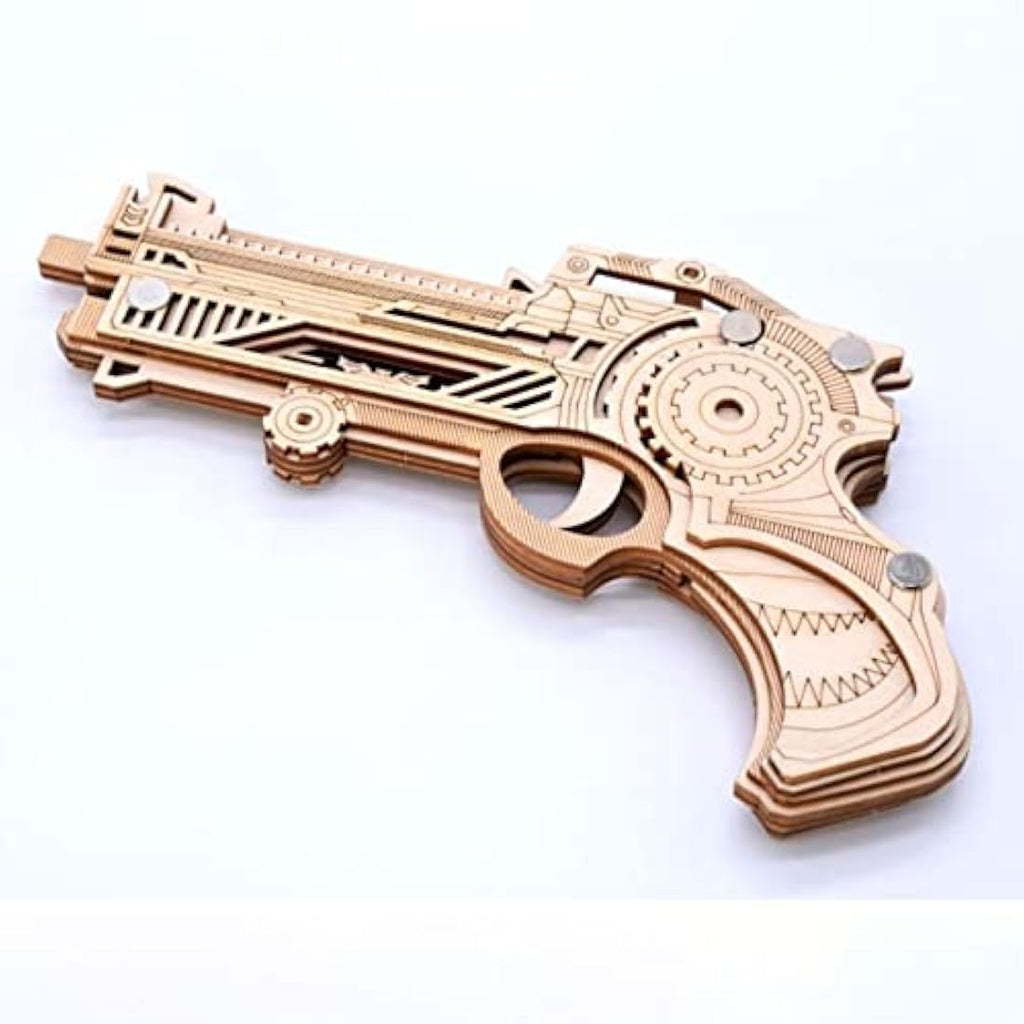 Wooden Rubber Band Gun DIY 3D Mechanical Model Puzzle Kit