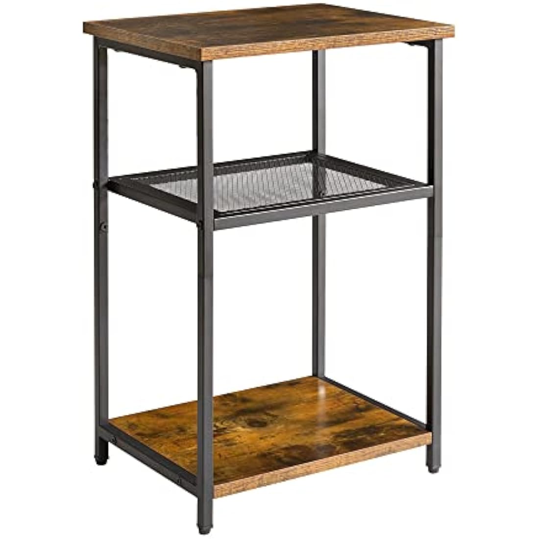 IBUYKE 3-Tier Industrial Side Table | Rustic Brown Metal End Table