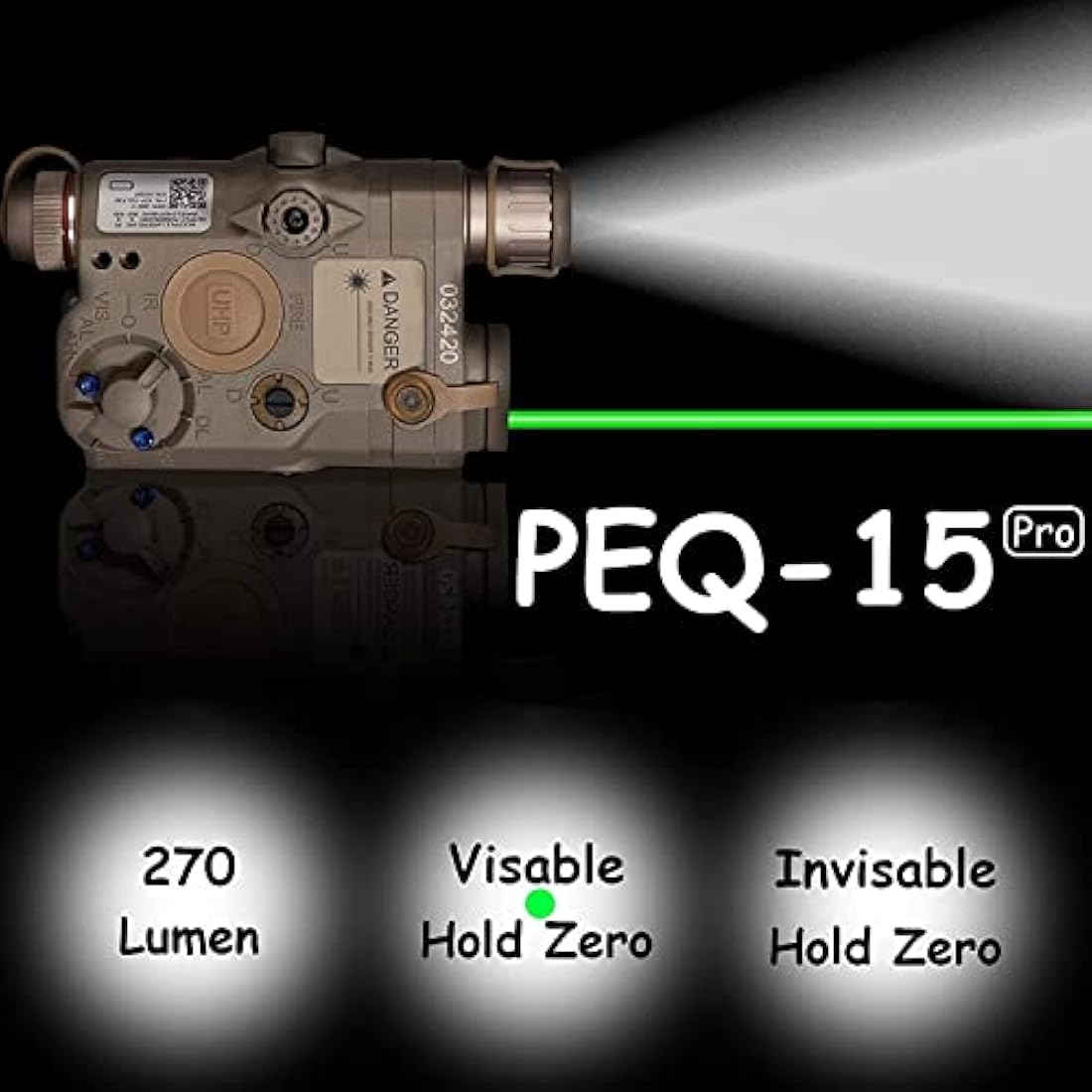 Zhongren PEQ-15 Tactical Battery Case | Red Laser & LED Flashlight
