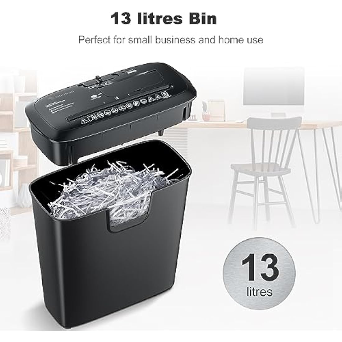 Bonsaii 8-Sheet Strip-Cut Paper Shredder for Home Office | 13L Bin