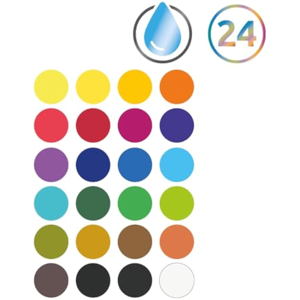 Derwent Watercolour Paint Pan Set - 24 Professional Travel Colours