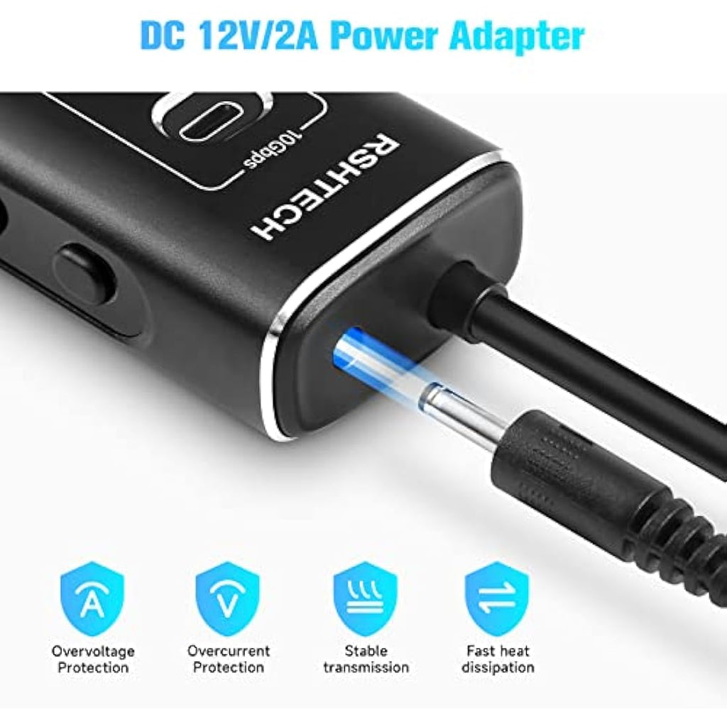 RSHTECH 7-Port Powered USB 3.1 Hub | 10Gbps Data Transfer & 24W Adapter